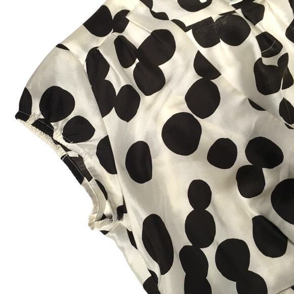 Banana‎ Republic Wrap Dress 100% Silk White Brown Polka Dot Cap Sleeve Women's 0 - Picture 9 of 16